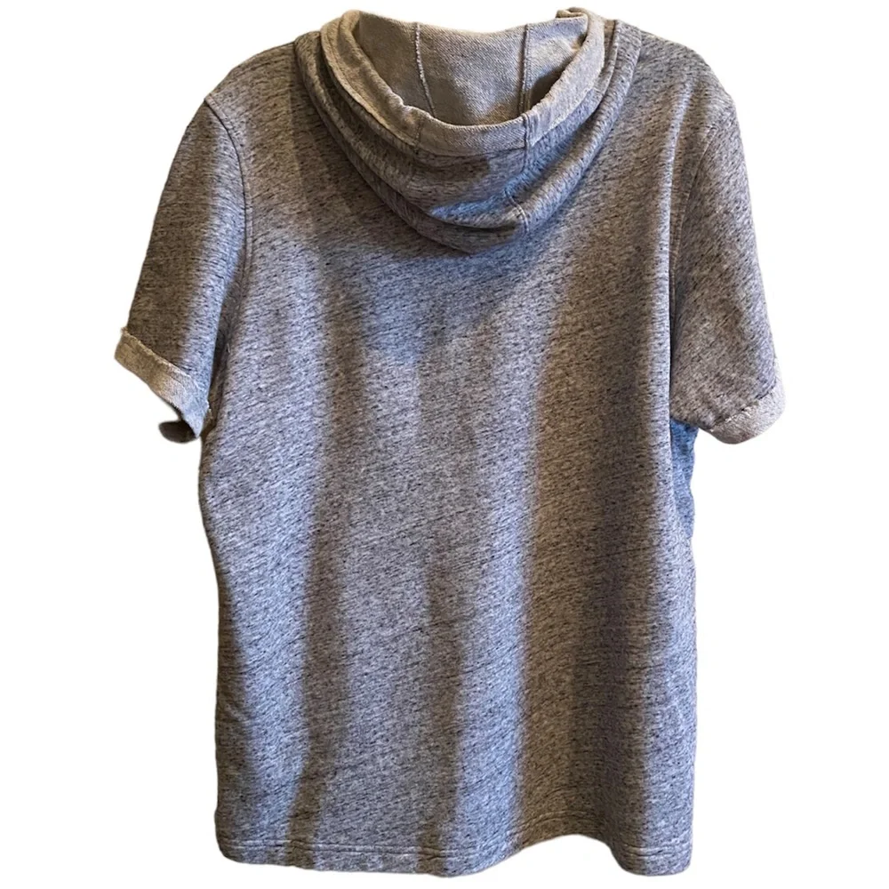 Hoodie Sweatshirt Lightweight Short Sleeve Athletic Wear Gray Mens Size Large